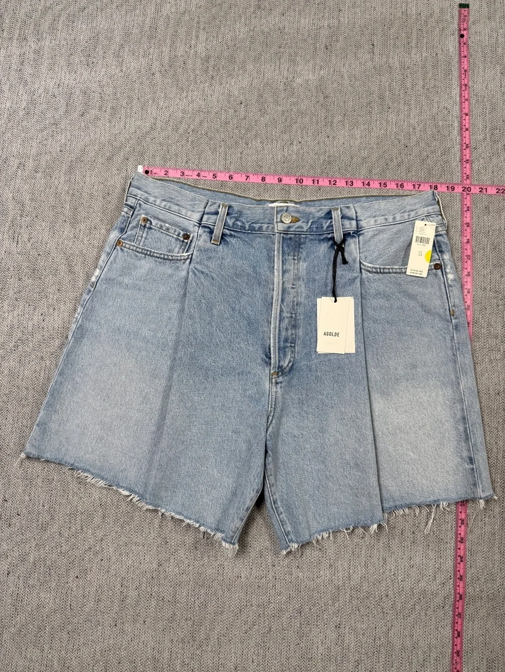 AGOLDE Sideline Fold Waistband Denim Shorts Women 33 Light
